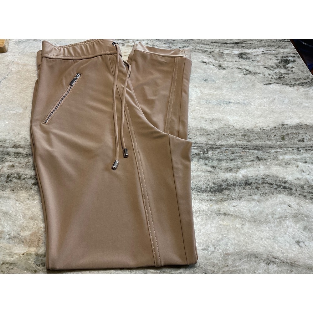NWOT Joseph Ribkoff Tan Lounge Pants Joggers Zip Pockets Drawstring Elast Waist